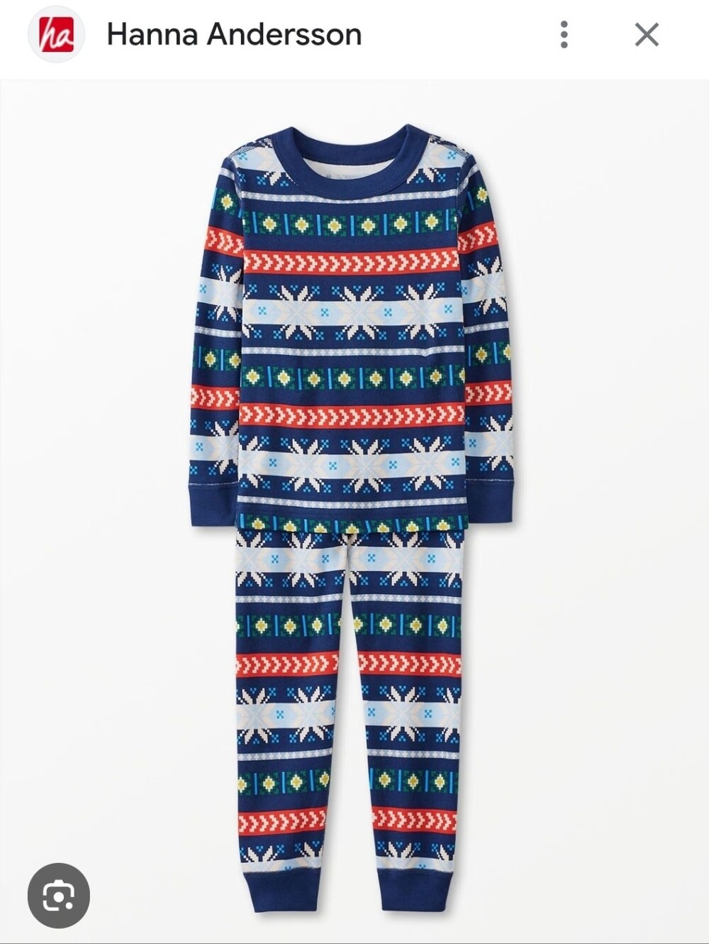 NEW Hanna Andersson Navy, Red, White Fair Isle - 100% Organic